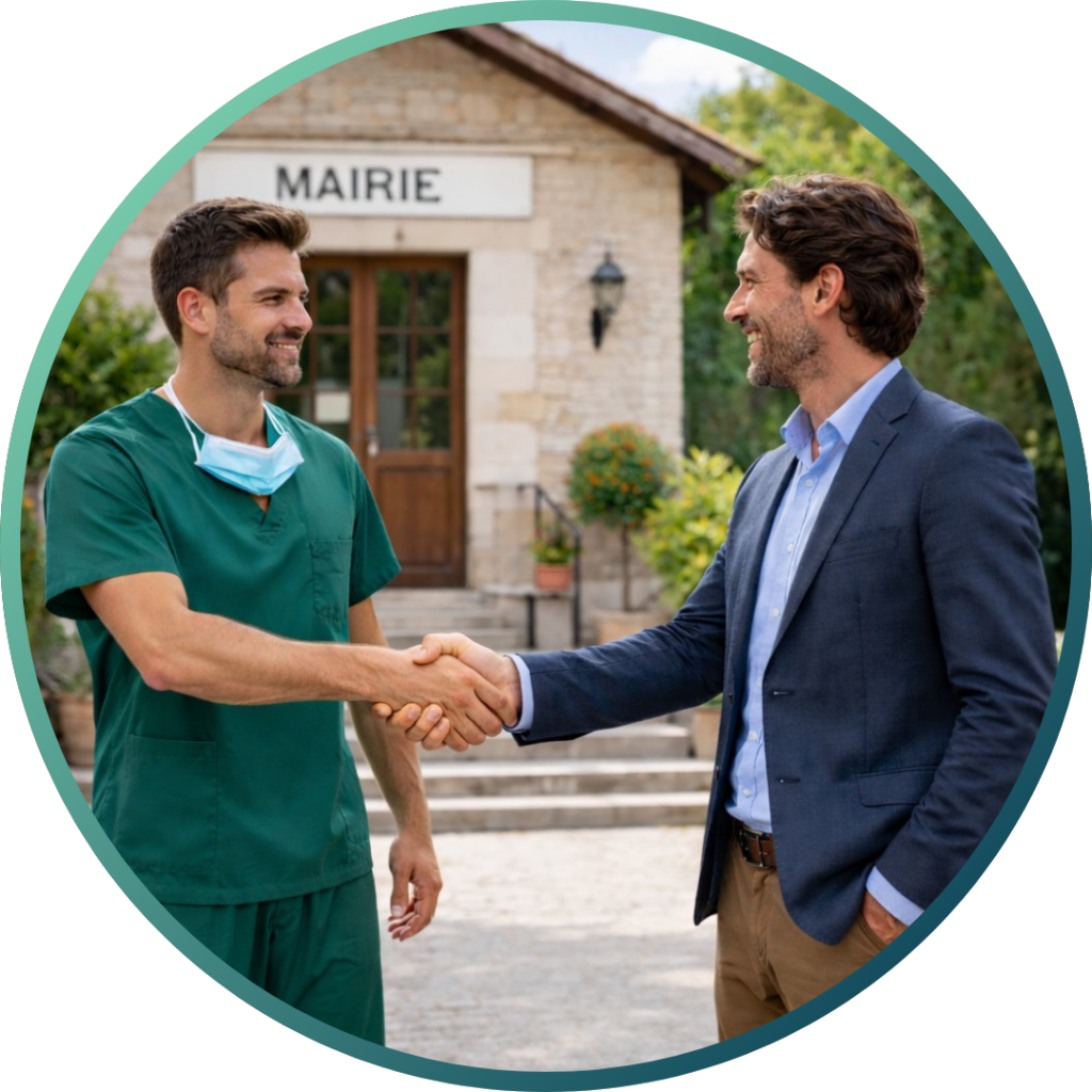 Un maire de commune salue l'infirmière qui vient de créer son cabinet sur son territoire